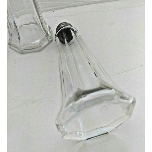 Vintage Diner Style Glass Salt and Pepper Shakers Stainless Steel Lids (2 sets) - Picture 9 of 11